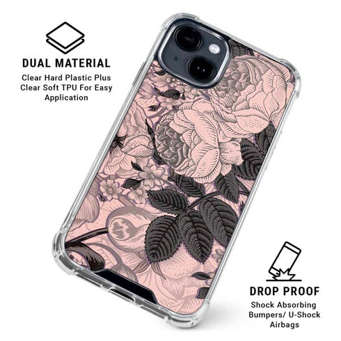 Rose Quartz Floral iPhone 15 Clear Case