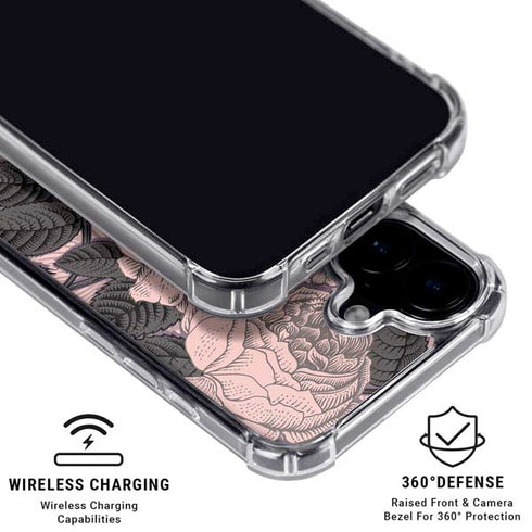 Rose Quartz Floral iPhone 16 Clear Case