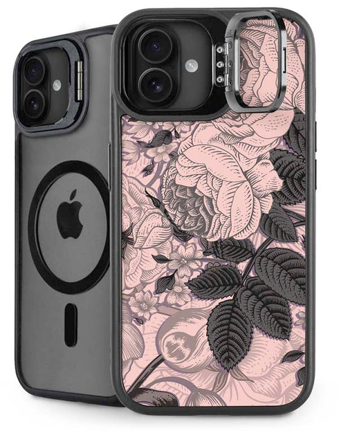 Rose Quartz Floral iPhone 16 Plus Kickstand Case