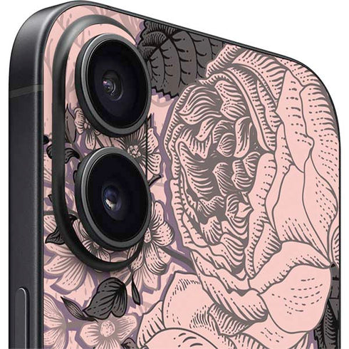 Rose Quartz Floral iPhone 16 Plus Skin