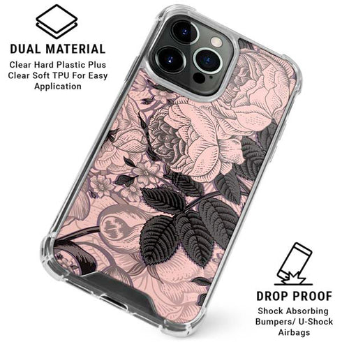 Rose Quartz Floral iPhone 16 Pro Clear Case