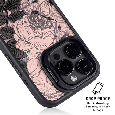 Rose Quartz Floral iPhone 16 Pro Kickstand Case