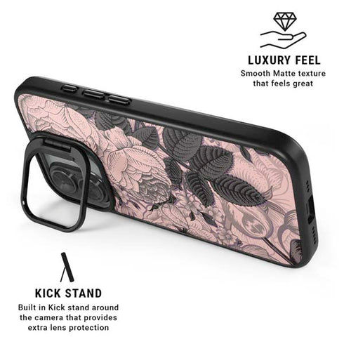 Rose Quartz Floral iPhone 17 Kickstand Case