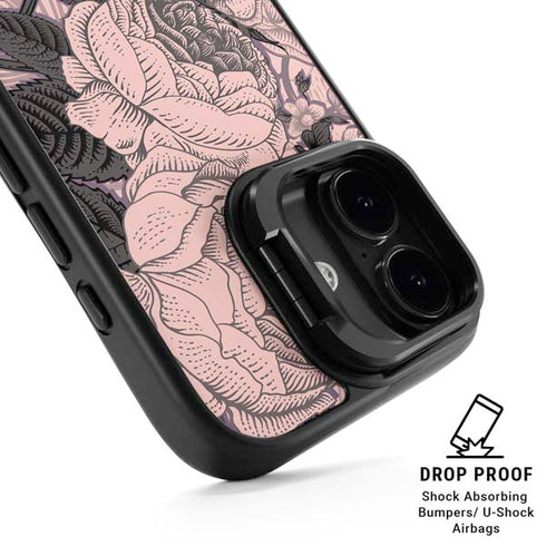 Rose Quartz Floral iPhone 17 Kickstand Case