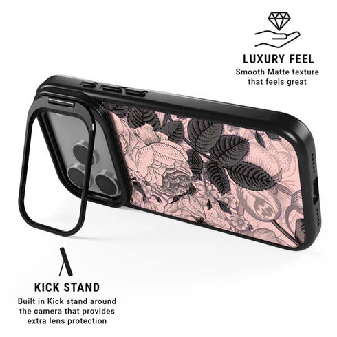 Rose Quartz Floral iPhone 17 Pro Kickstand Case