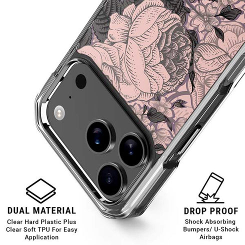 Rose Quartz Floral iPhone 18 Pro Clear Case