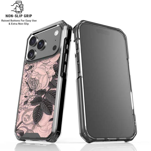Rose Quartz Floral iPhone 18 Pro Clear Case
