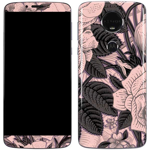 Rose Quartz Floral Moto E5 Plus Skin