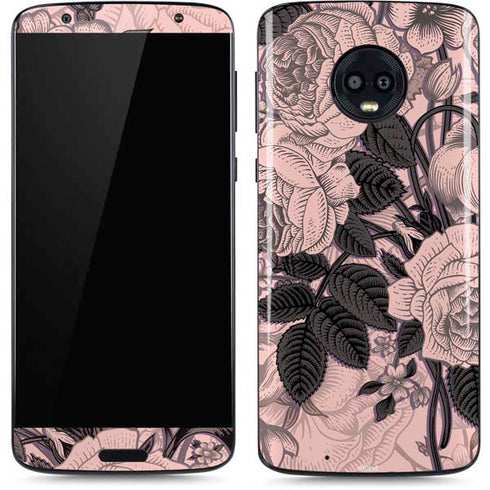 Rose Quartz Floral Moto G6 Skin