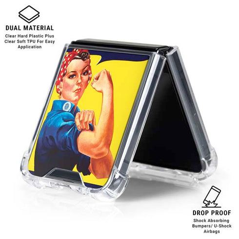 Rosie The Riveter Vintage War Poster Galaxy Z Flip6 Clear Case