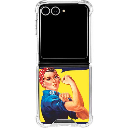 Rosie The Riveter Vintage War Poster Galaxy Z Flip7 Clear Case