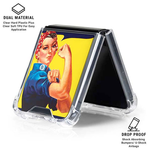 Rosie The Riveter Vintage War Poster Galaxy Z Flip7 Clear Case