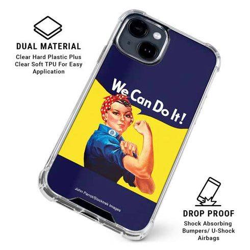 Rosie The Riveter Vintage War Poster iPhone 15 Clear Case
