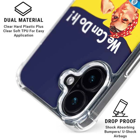 Rosie The Riveter Vintage War Poster iPhone 16 Plus Clear Case