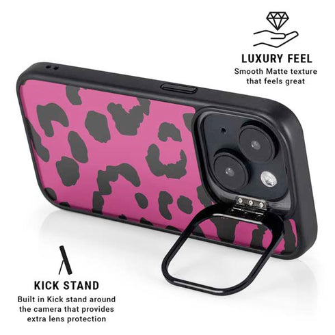 Rosy Leopard iPhone 14 Plus Kickstand Case
