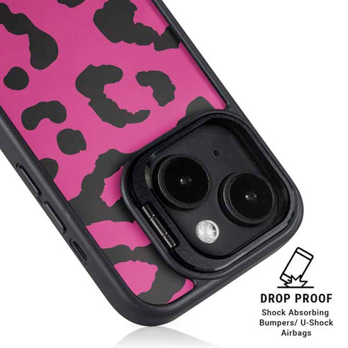 Rosy Leopard iPhone 15 Kickstand Case