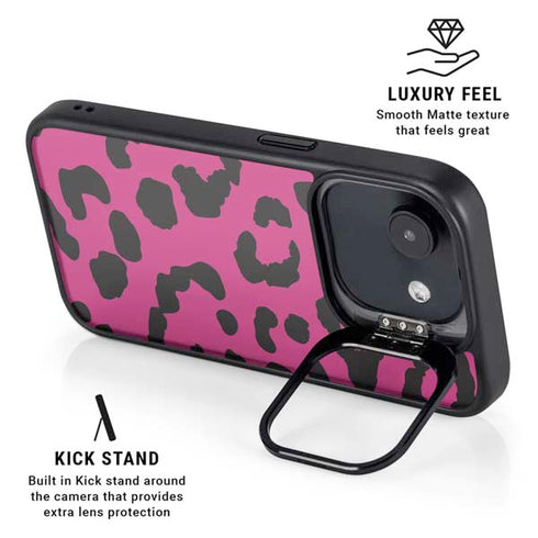 Rosy Leopard iPhone 16e Kickstand Case