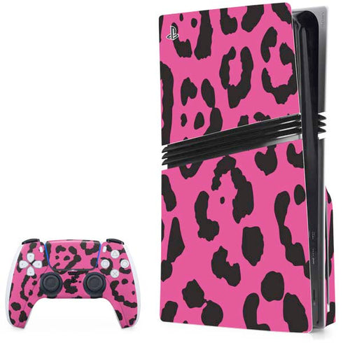 Rosy Leopard PS5 Pro Disk Bundle Skin