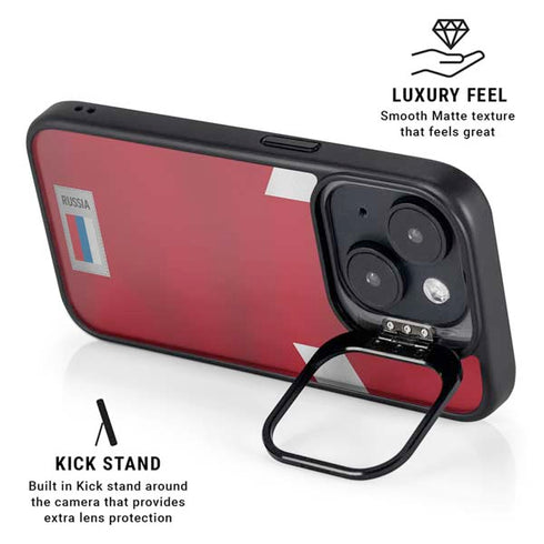Russia Soccer Flag iPhone 14 Kickstand Case