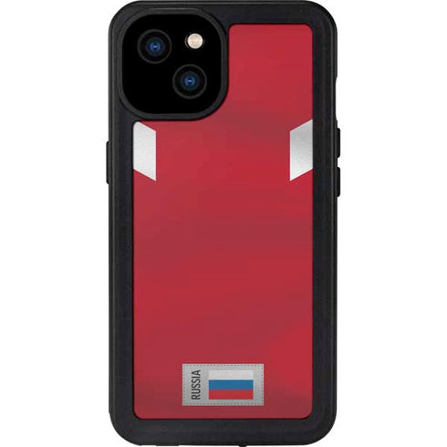 Russia Soccer Flag iPhone 15 Plus Waterproof Case
