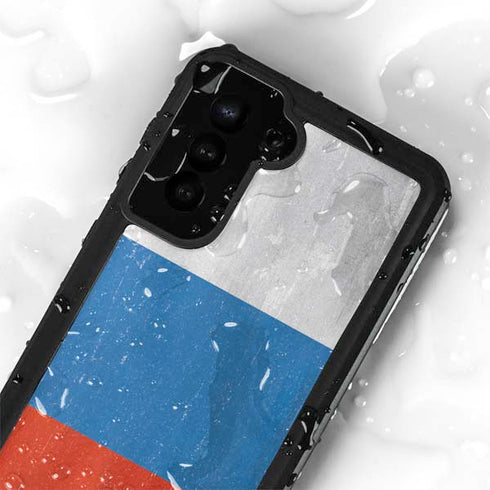 Russian Flag Distressed Galaxy S24 Plus Waterproof Case