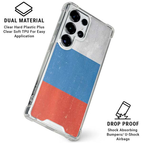 Russian Flag Distressed Galaxy S25 Ultra Clear Case