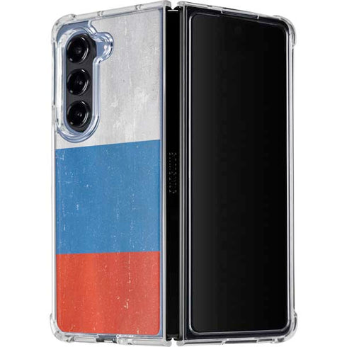 Russian Flag Distressed Galaxy Z Fold5 5G Clear Case