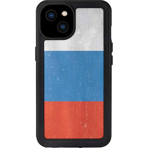 Russian Flag Distressed iPhone 15 Plus Waterproof Case