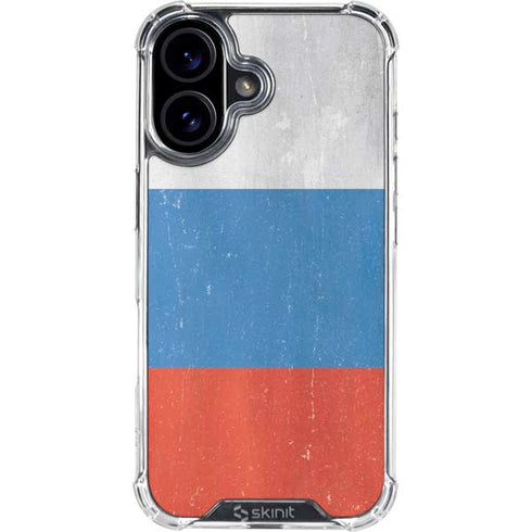 Russian Flag Distressed iPhone 16 Plus Clear Case