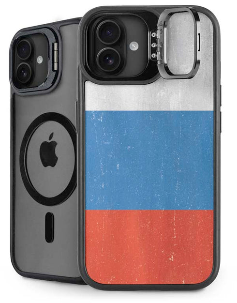 Russian Flag Distressed iPhone 16 Plus Kickstand Case
