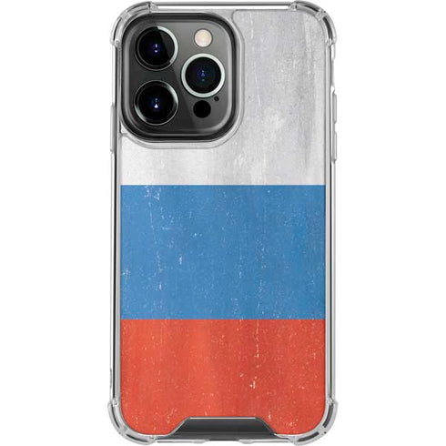 Russian Flag Distressed iPhone 16 Pro Clear Case
