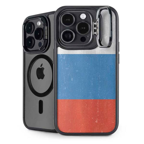 Russian Flag Distressed iPhone 16 Pro Max Kickstand Case