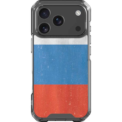 Russian Flag Distressed iPhone 18 Pro Clear Case