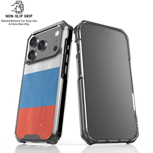 Russian Flag Distressed iPhone 18 Pro Clear Case