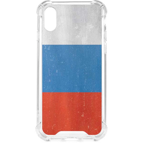 Russian Flag Distressed iPhone XS Clear Case