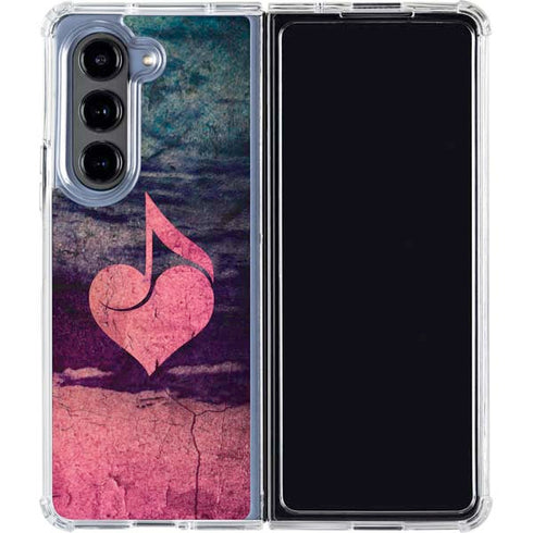 Rustic Musical Heart Galaxy Z Fold5 5G Clear Case