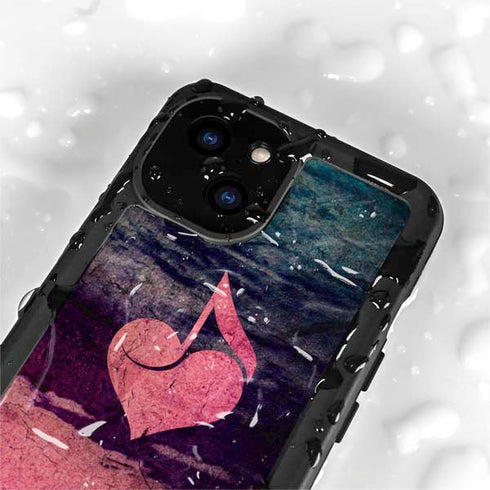 Rustic Musical Heart iPhone 15 Plus Waterproof Case