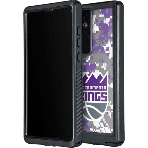NBA Sacramento Kings Purple Digi Camo Galaxy S24 Ultra Waterproof Case