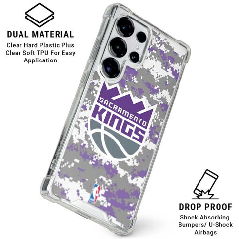 NBA Sacramento Kings Purple Digi Camo Galaxy S25 Ultra Clear Case