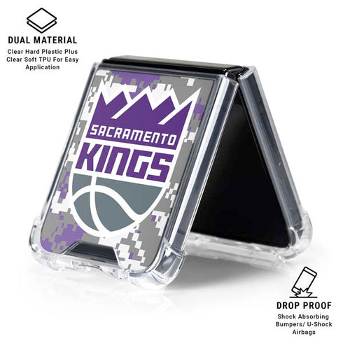 NBA Sacramento Kings Purple Digi Camo Galaxy Z Flip6 Clear Case