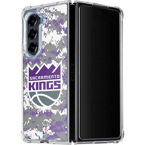NBA Sacramento Kings Purple Digi Camo Galaxy Z Fold5 5G Clear Case