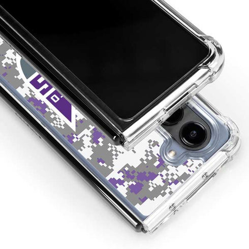 NBA Sacramento Kings Purple Digi Camo Galaxy Z Fold5 5G Clear Case