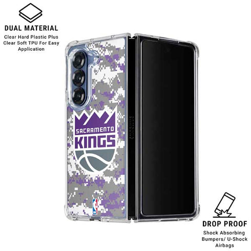 NBA Sacramento Kings Purple Digi Camo Galaxy Z Fold6 Clear Case