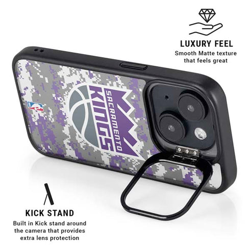 NBA Sacramento Kings Purple Digi Camo iPhone 14 Kickstand Case
