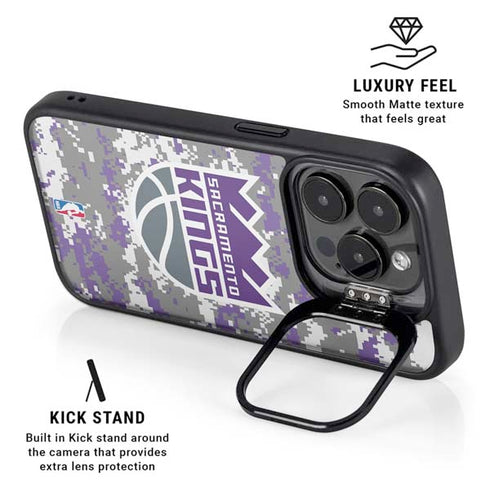 NBA Sacramento Kings Purple Digi Camo iPhone 14 Pro Kickstand Case