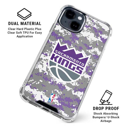 NBA Sacramento Kings Purple Digi Camo iPhone 15 Clear Case