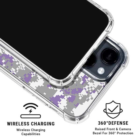 NBA Sacramento Kings Purple Digi Camo iPhone 15 Clear Case