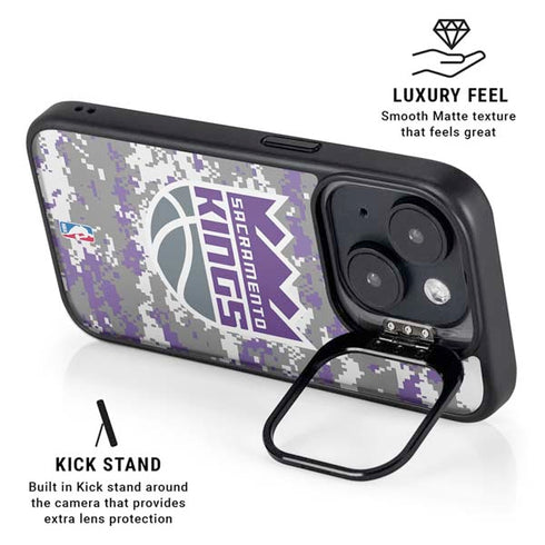 NBA Sacramento Kings Purple Digi Camo iPhone 15 Plus Kickstand Case