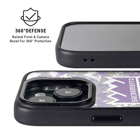 NBA Sacramento Kings Purple Digi Camo iPhone 15 Plus Kickstand Case