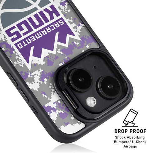NBA Sacramento Kings Purple Digi Camo iPhone 15 Plus Kickstand Case
